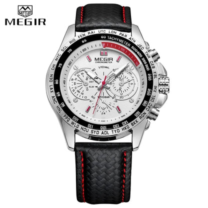 MEGIR Watches Men's Quartz Wrist Watches Top Brand Luxury Male Fashion Casual Luminous Waterproof Clock Leather Watch Hot 1010