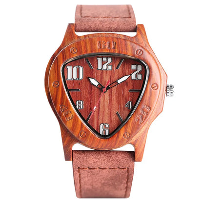 Unique Wooden Watches for Men Sport Racing Design Geometric Triangle Man's Quartz Watch Bamboo Relogio Masculino Orologio Uomo