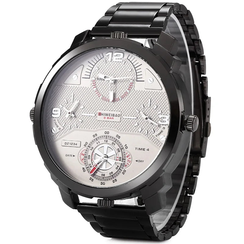 Shiweibao Watches Men Watch Luxury Brand Casual Quartz Wristwatches Full Steel Four Time Zones Military Relogio Masculino Clock