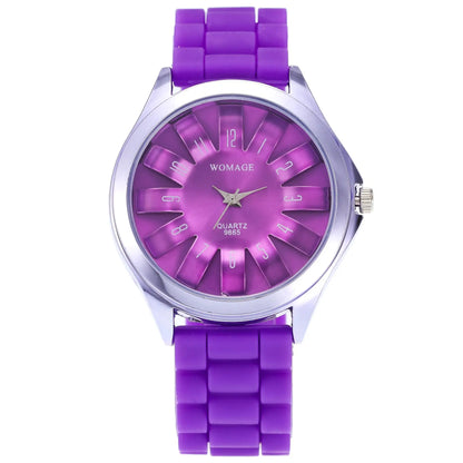 Fashion WOMAGE Women Dress Watches Top Luxury Brand Steel Floral Chrysanthemum Dial Lady Rubber Jelly Band Gift Relogio Feminino