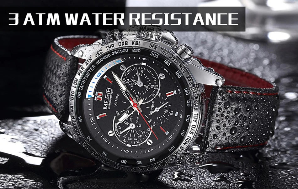MEGIR Watches Men's Quartz Wrist Watches Top Brand Luxury Male Fashion Casual Luminous Waterproof Clock Leather Watch Hot 1010
