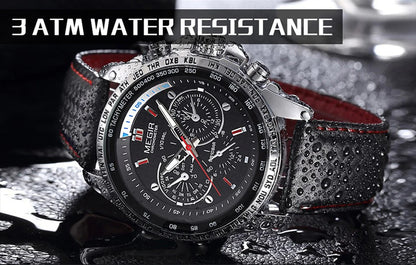MEGIR Watches Men's Quartz Wrist Watches Top Brand Luxury Male Fashion Casual Luminous Waterproof Clock Leather Watch Hot 1010