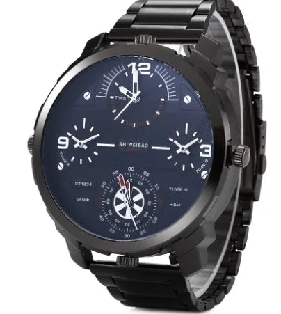 Shiweibao Watches Men Watch Luxury Brand Casual Quartz Wristwatches Full Steel Four Time Zones Military Relogio Masculino Clock
