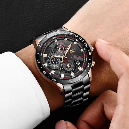2025 New LIGE Fashion Mens Watches Stainless Steel Top Brand Luxury Sport Chronograph Quartz WithWatch For Men Relogio Masculino