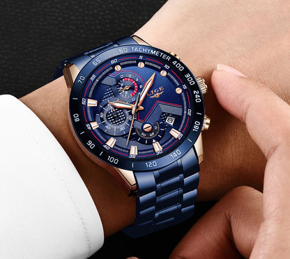 2025 New LIGE Fashion Mens Watches Stainless Steel Top Brand Luxury Sport Chronograph Quartz WithWatch For Men Relogio Masculino