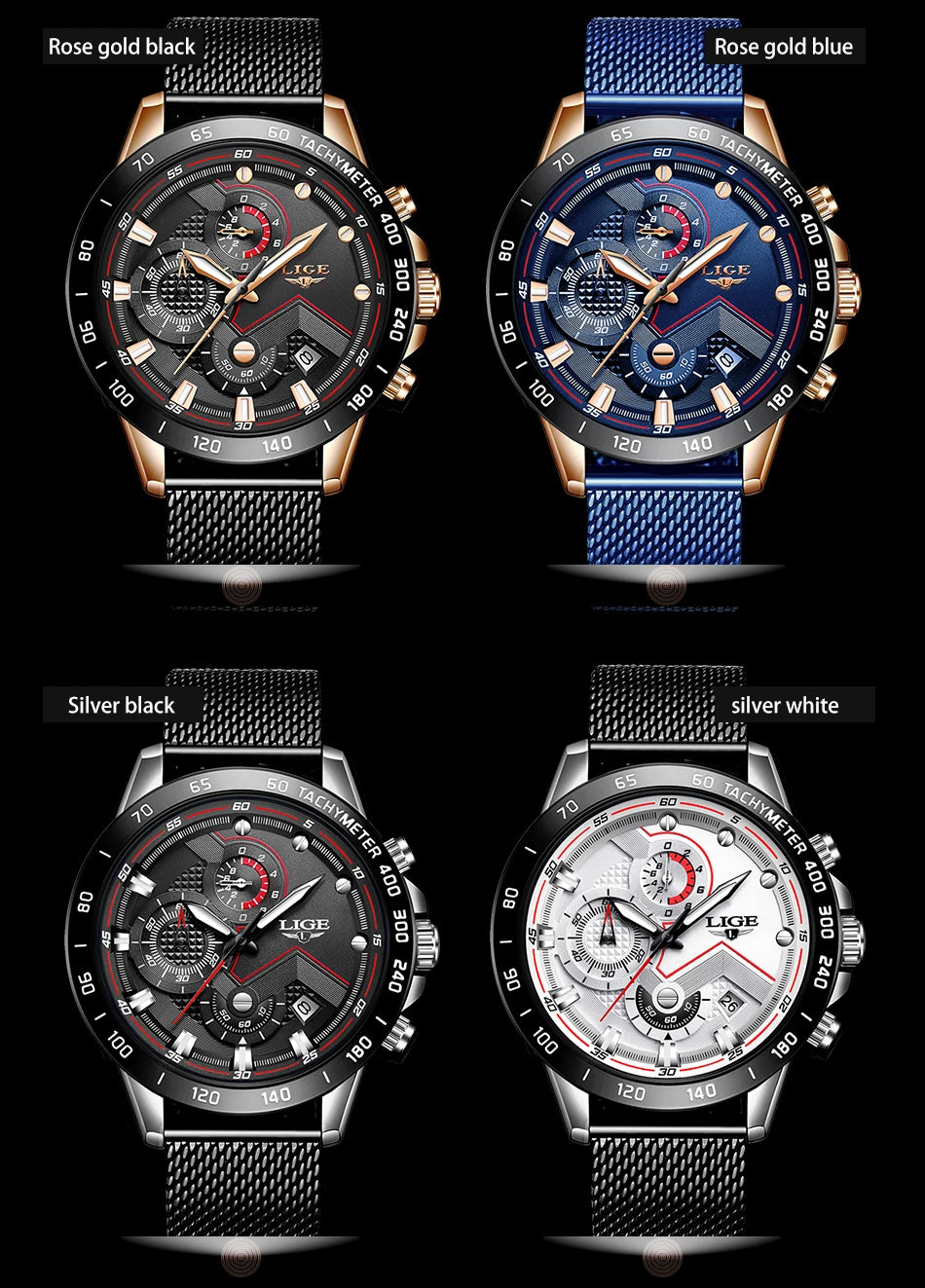 2025 New LIGE Fashion Mens Watches Stainless Steel Top Brand Luxury Sport Chronograph Quartz WithWatch For Men Relogio Masculino