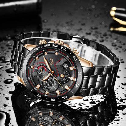 2025 New LIGE Fashion Mens Watches Stainless Steel Top Brand Luxury Sport Chronograph Quartz WithWatch For Men Relogio Masculino