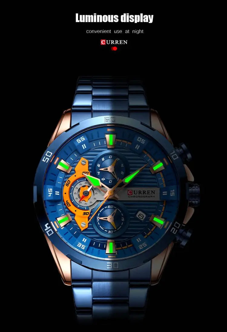Watches For Men CURREN Man WristWatch Waterproof Chronograph Men Watch Military Top Brand Luxury StainlessSteel Sport Male Clock