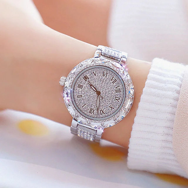 Fashion Women Watches Stainless Steel Rhinestone Crystal Ladies Quartz Watch Women Dress Clock Dropshiping montre femme