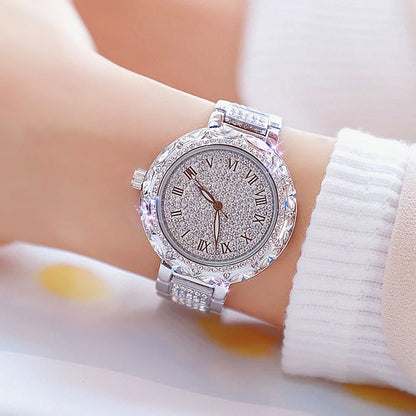 Fashion Women Watches Stainless Steel Rhinestone Crystal Ladies Quartz Watch Women Dress Clock Dropshiping montre femme
