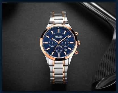 MEGIR Watches for Men 2021 New Chronograph Quartz Watch Luxury Stainless Steel Wristwatch Man Relogios Masculino часы мужские
