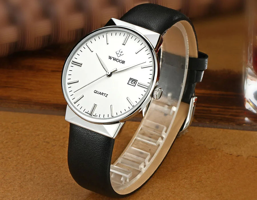 2022 Fashion Wwoor Top Brand Men Simple Slim Watches Luxury Gold Steel Mesh Ultra Thin Waterproof Date Wrist Watch Golden Clock
