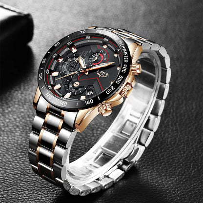 2025 New LIGE Fashion Mens Watches Stainless Steel Top Brand Luxury Sport Chronograph Quartz WithWatch For Men Relogio Masculino