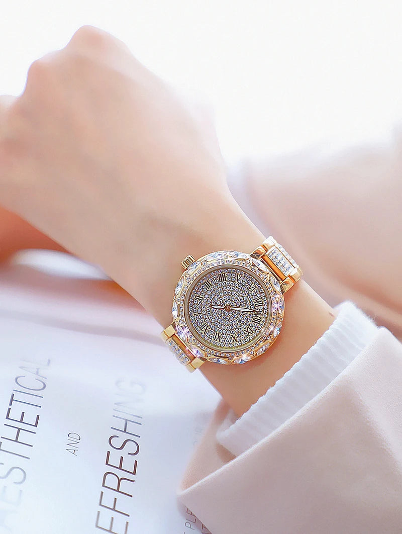 Fashion Women Watches Stainless Steel Rhinestone Crystal Ladies Quartz Watch Women Dress Clock Dropshiping montre femme