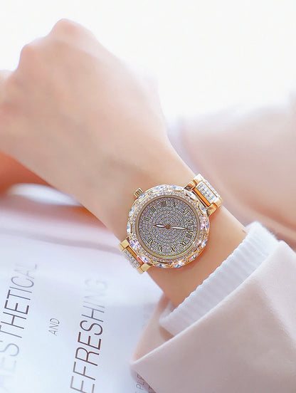 Fashion Women Watches Stainless Steel Rhinestone Crystal Ladies Quartz Watch Women Dress Clock Dropshiping montre femme