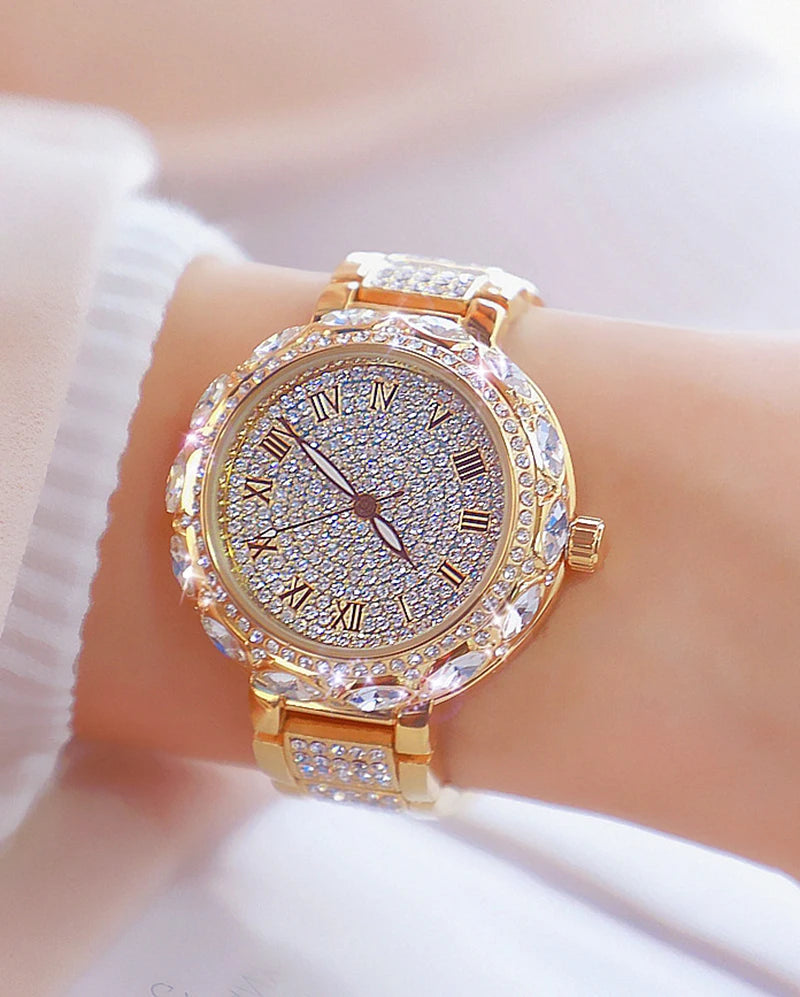 Fashion Women Watches Stainless Steel Rhinestone Crystal Ladies Quartz Watch Women Dress Clock Dropshiping montre femme