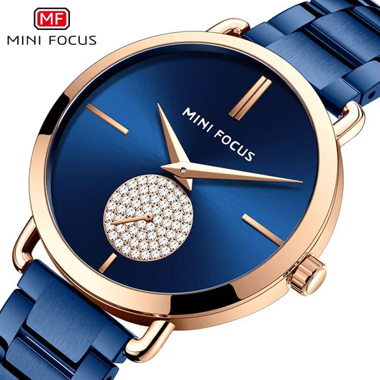 New MINI FOCUS Fashion Women's Watches Quartz Ladies Top Brand Luxury Waterproof Stainless Steel Clock Relogio Feminino Gift Box