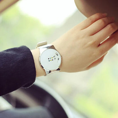 New Fashion Sport White Watches Men Ceative Dial Moveable Digital Watch Leather Band Quartz Wristwatches Men Relogio Masculino