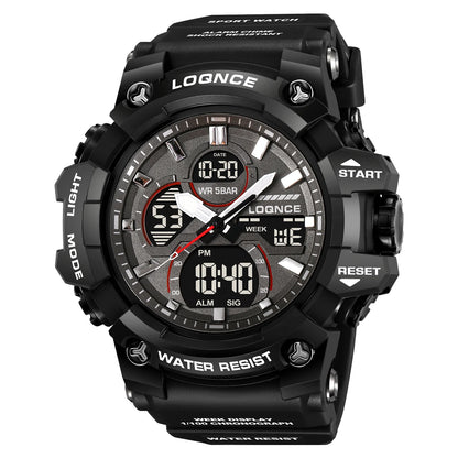 Fashion LOQNCE 98007 Men's Watch 5ATM Waterproof Watches for Men High Quality Dual Movement Multifunctional Electronics Watch