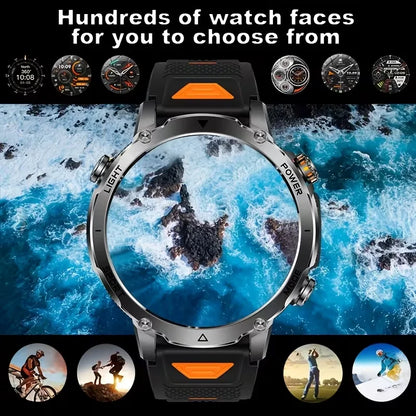 2026 Men SportsWatch, 1.7' Round HD Screen, 1400mAh, Dual LED (SOS Red+White), 120+ Sports, IPX8 Waterproof, Wireless Call, Gift