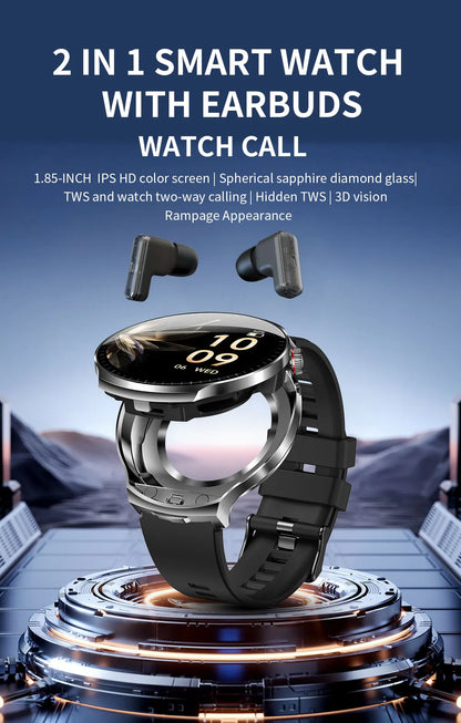 2026 T-REX3 New 2 in 1 Smart Watch With Earbuds Smart Watch TWS Bluetooth Earphone Heart Rate Blood Oxygen Monitor Sports Watch