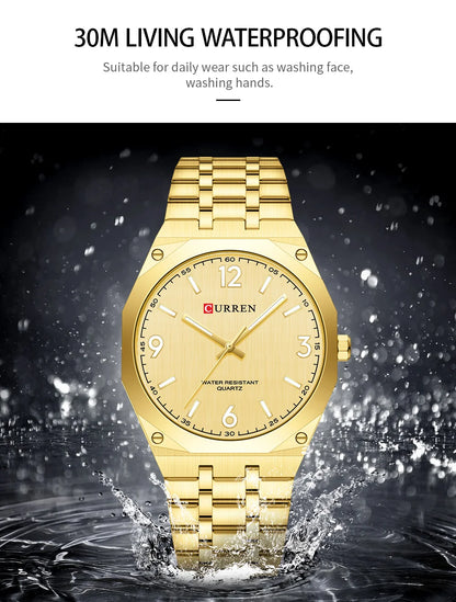 2026 Male Fashion Men Quartz Watch Stainless Steel Band Luminous Business Casual Wristwatch Octagonal Bezel Mineral Glass Dial