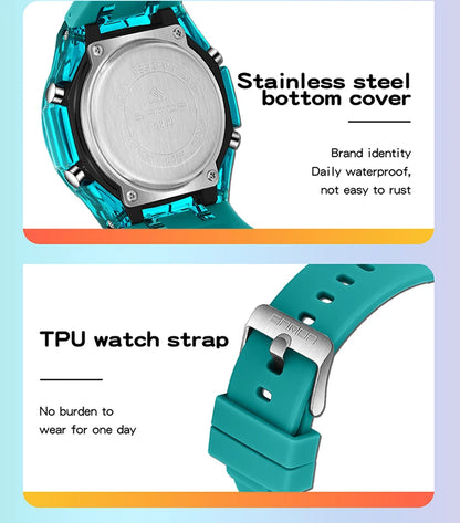 Fashion Women Digital Watches, LED Backlight Design Outdoors Sports Watch Waterproof, Countdown Date Multifunction Wrist watch