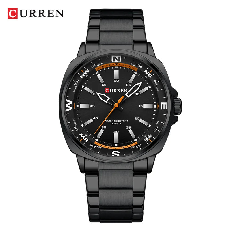 CURREN 8455 Men's Fashion Quartz Watch Business Stainless Steel Strap Night Light Waterproof Luxury Men's Watch Reloj Hombre