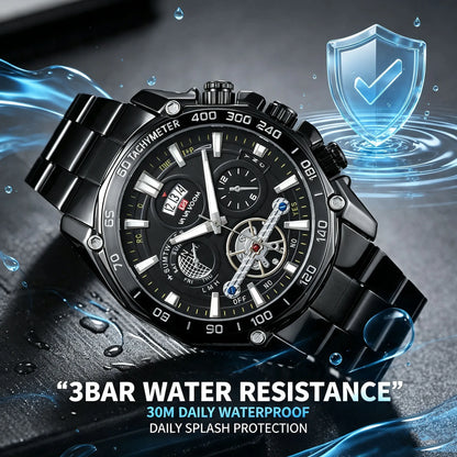 Relogio Masculino Top Brand Mens Luxury Business Watch Big Dial Stainless Steel Luminous Hands Clock Chic Waterproof Wristwatch