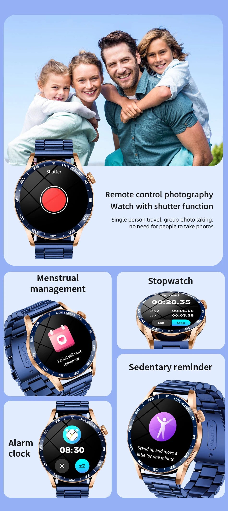 LIGE 2026 New Smartwatch Men For Android iOS Phone 1.38" HD Bluetooth Call Heart Rate Monitor Waterproof Sport Smart Watch Women