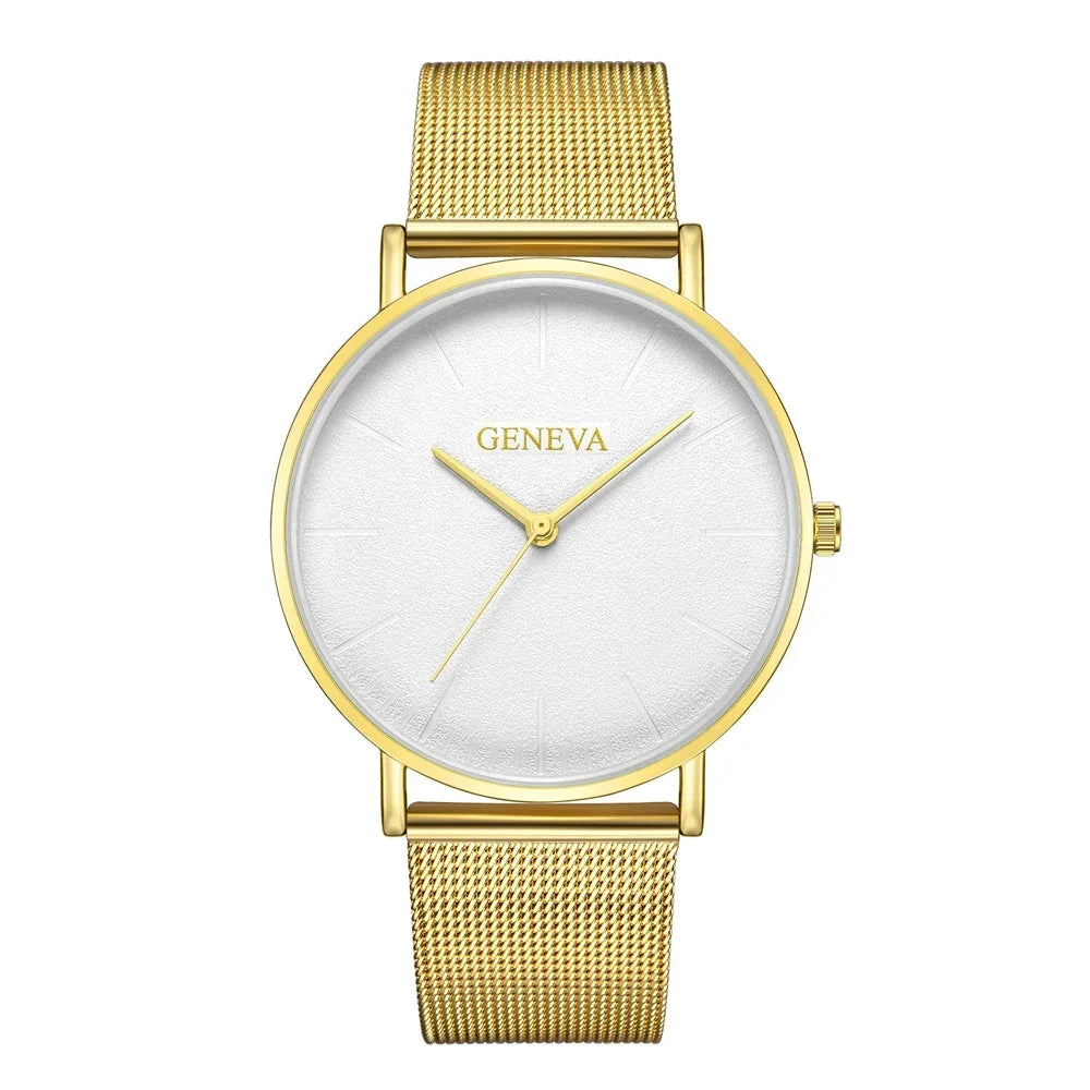 2025 Women's Watch Vintage Classic Fashion Dial Casual Steel Strip Strap Gold Rose Feminine Casual Quartz Wristwatch