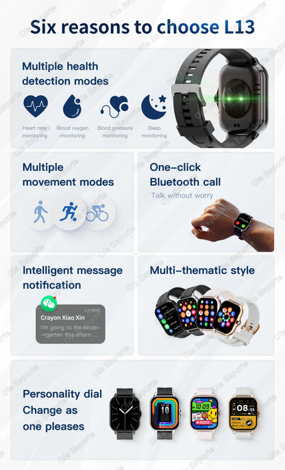 Smart Watch 1.83" Hd Screen Bluetooth Call Heart Rate Blood Oxygen Health Monitor Sports Smartwatch Women Men Holiday Gifts Ht30