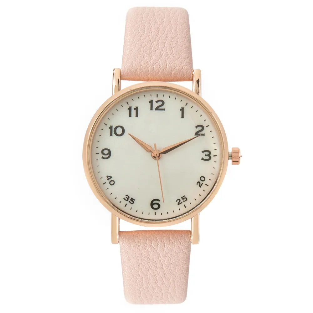 Fashion Ladies Brand Watches Simple Round Digital Hand Women Quartz Watch Casual Leather Strap Clock Gift Wristwatches