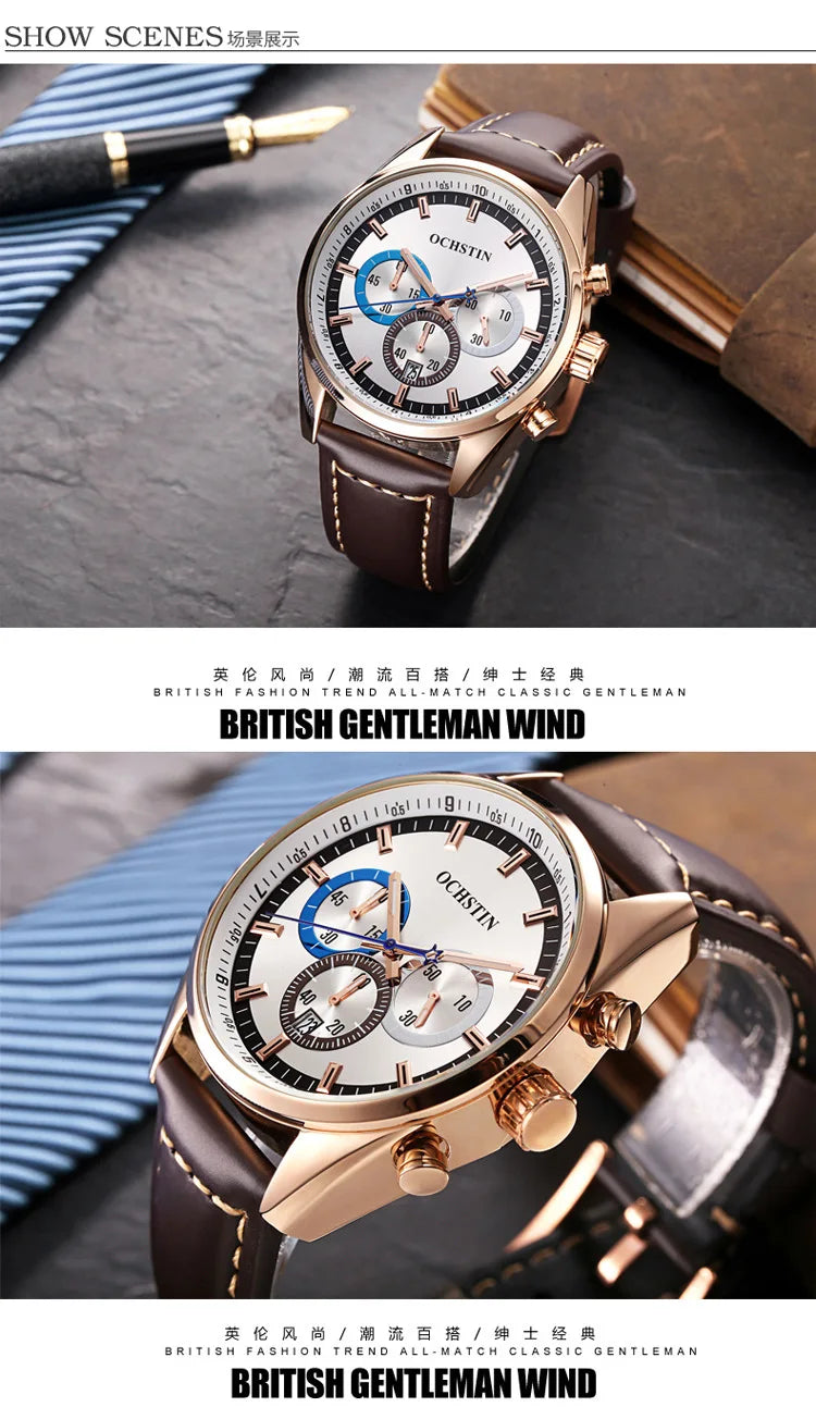 Swiss brand new multi-functional business men's watch waterproof luminous quartz watch live broadcast hot sale**