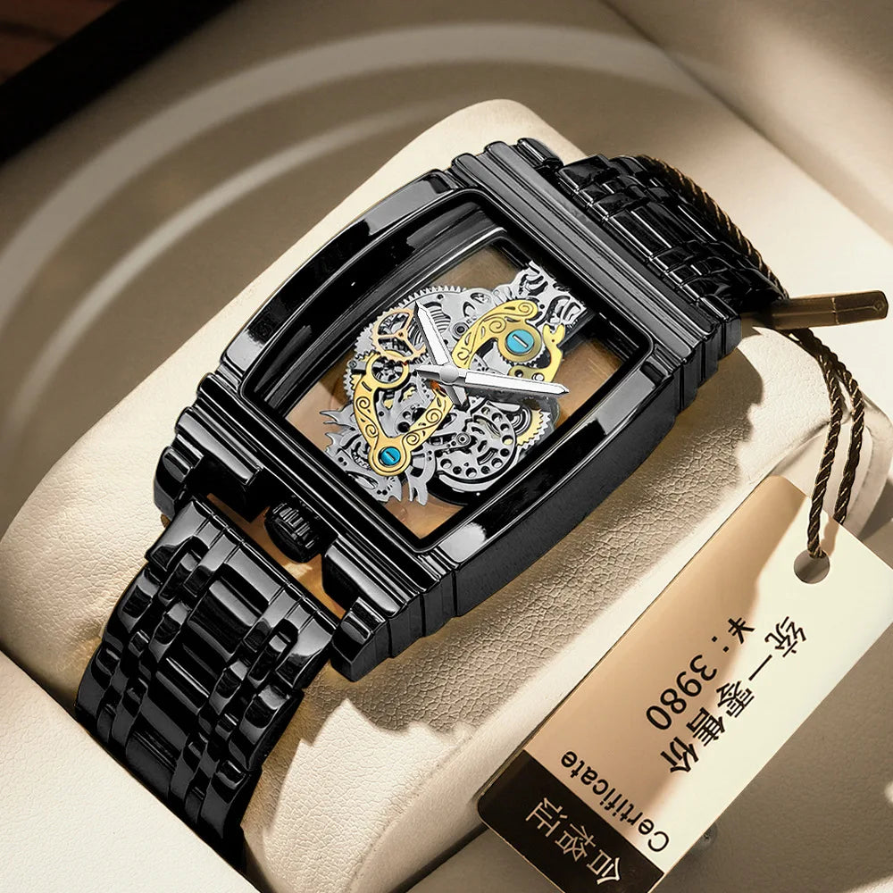 Hot Fashion Men Watch Top Brand Luxury Business Quartz Mens Watches Waterproof Hollow Out Wristwatch Men Gold Relogio Masculino