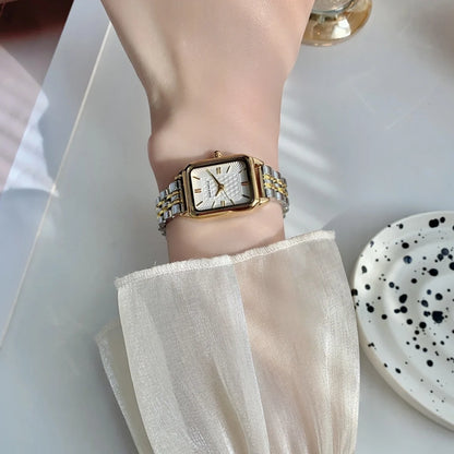 Women Watches Business Ladies Quartz Watch Simple Scale Square Stainless Steel Band Folding Clock Wristwatches Reloj Mujer