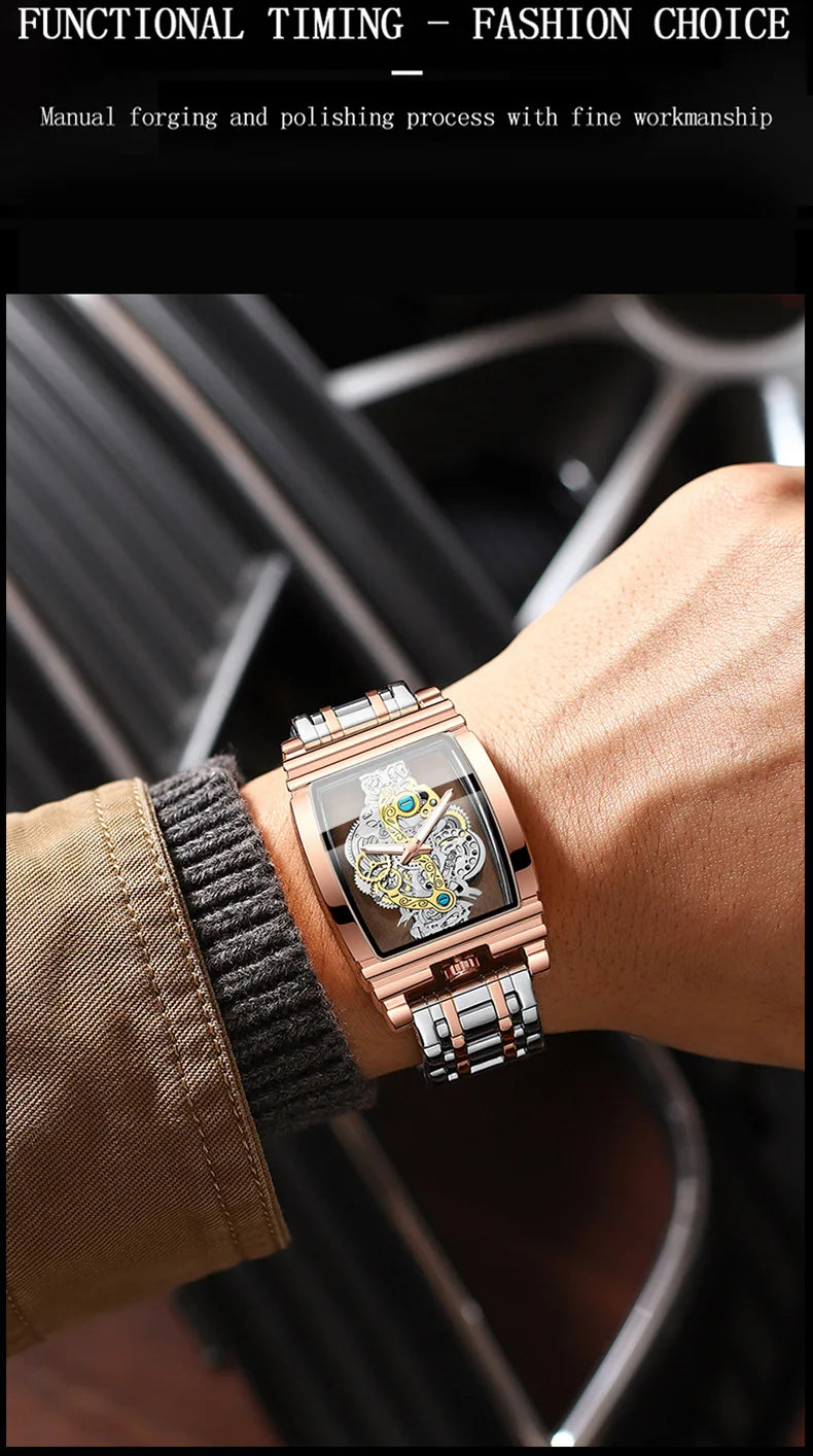 Hot Fashion Men Watch Top Brand Luxury Business Quartz Mens Watches Waterproof Hollow Out Wristwatch Men Gold Relogio Masculino