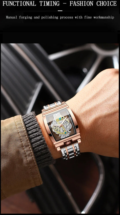 Hot Fashion Men Watch Top Brand Luxury Business Quartz Mens Watches Waterproof Hollow Out Wristwatch Men Gold Relogio Masculino