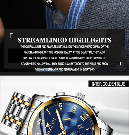 BINBOND Fashion 2pcs/Set Couple Watches Casual Men Ladies for Quartz Watch Lover Waterproof Stainless Steel Valentine Gift Watch