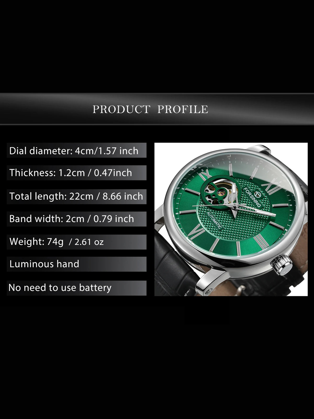 Fashion Mechanical Watch for Men Green Skeleton Dial Business Automatic Mens Watches Top Brand Luxury Forsining Wristwatches New