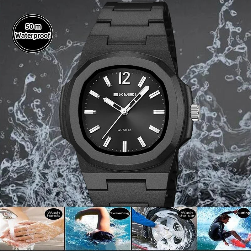 Skmei Bracelet Watches for Mens Analog Display 50M Waterproof Simple Style Quartz Wristwatch
