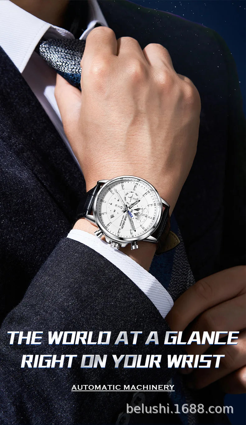 Men's New Automatic Mechanical Watch Fashion Business Casual Wristwatch Luxury Waterproof Date Display