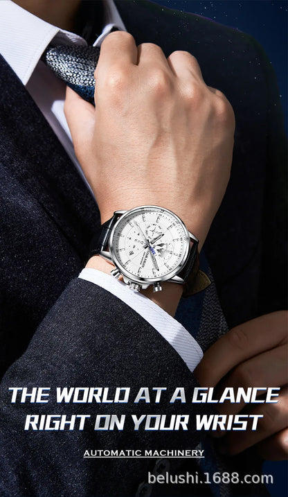 Men's New Automatic Mechanical Watch Fashion Business Casual Wristwatch Luxury Waterproof Date Display