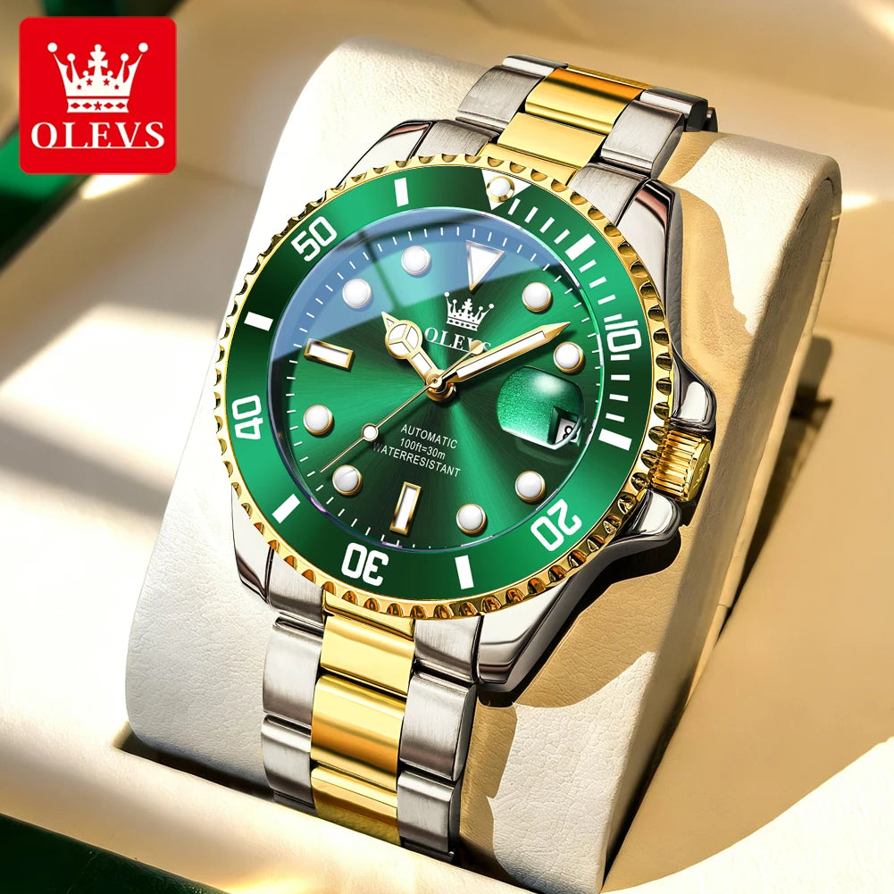 OLEVS 6650 Luxury Business Automatic Men's Watches Waterproof Luminous Stainless Steel Mechanical Wristwatch for Man