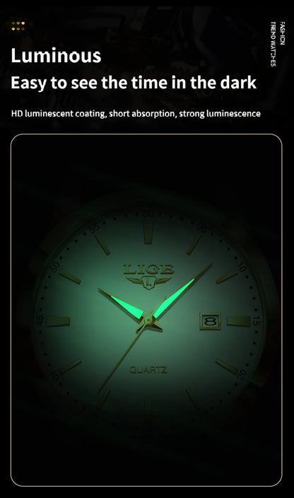 LIGE Fashion Brown Leather Watch Men Military Sports Men's Quartz Wristwatches Casual Waterproof Chronograph Relogios Masculino