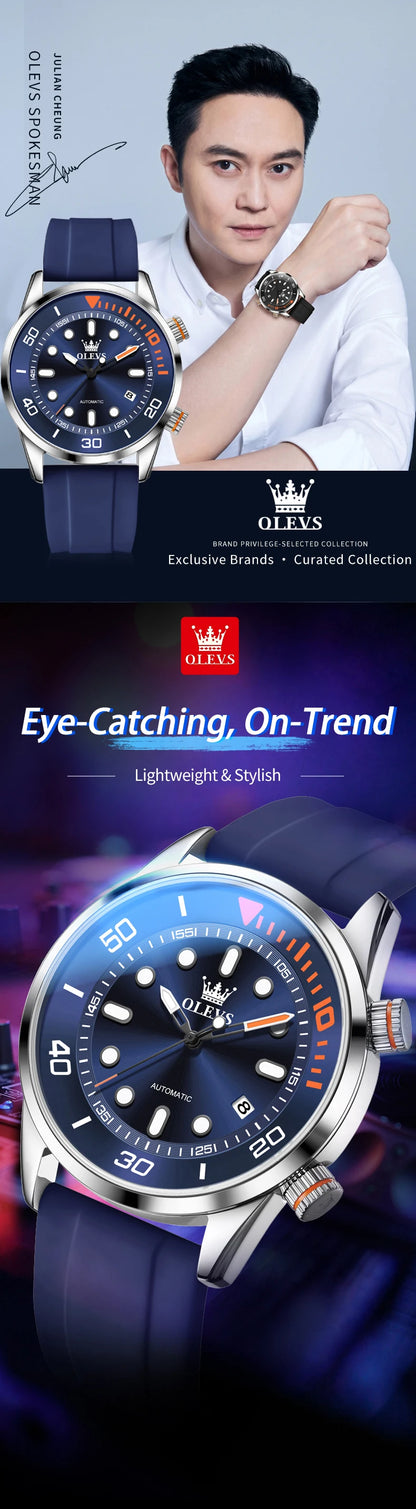 OLEVS Watches for Men Top Luxury Brand Automatic Mechanical Watch Super Waterproof Luminous Swim Diving Watch Reloj 6751
