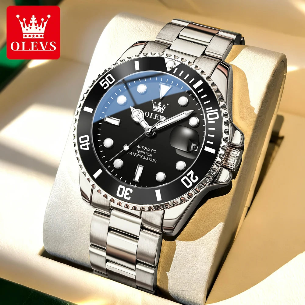 OLEVS 6650 Luxury Business Automatic Men's Watches Waterproof Luminous Stainless Steel Mechanical Wristwatch for Man