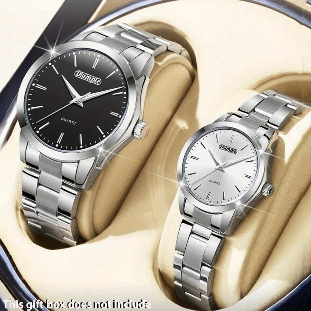 2pcs/set Couple Watch, Luxurious Stainless Steel Couple's Wristwatches,Quartz Watches,Valentine's Day Gifts, Women Gift