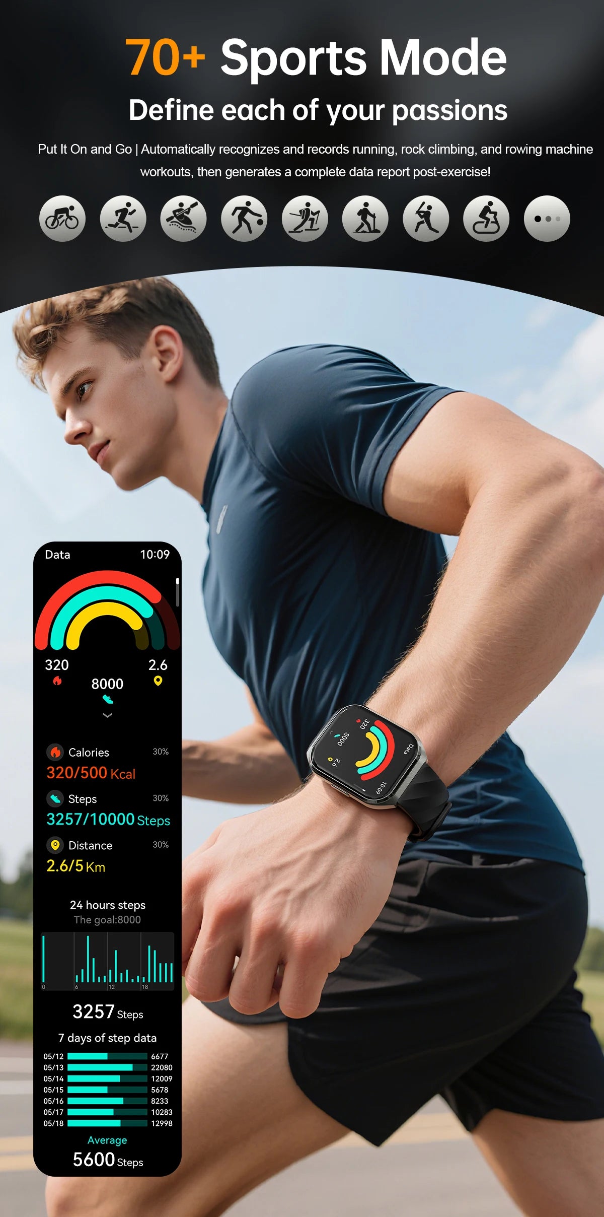 2026 NEW Smart Watch 1000mAh Large Battery Sports Modes Tracker Heart Rate Bluetooth Call 1.83'' HD Screen Waterproof GPS Woman