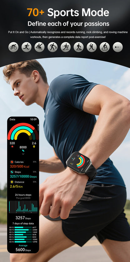 2026 NEW Smart Watch 1000mAh Large Battery Sports Modes Tracker Heart Rate Bluetooth Call 1.83'' HD Screen Waterproof GPS Woman
